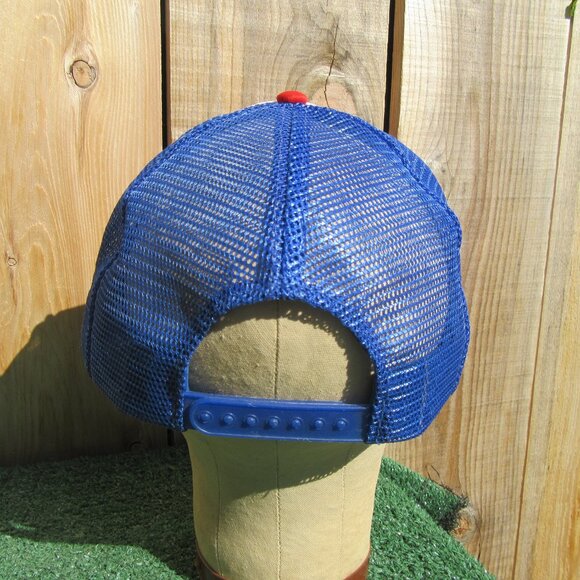 Vintage Checkers Flag Speedway Red White Blue Snapback Baseball Hat Trucker Cap - Picture 4 of 10